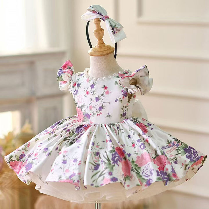 Red Baby Puffy Sleeve Knee Length Baby Girl Dress J051