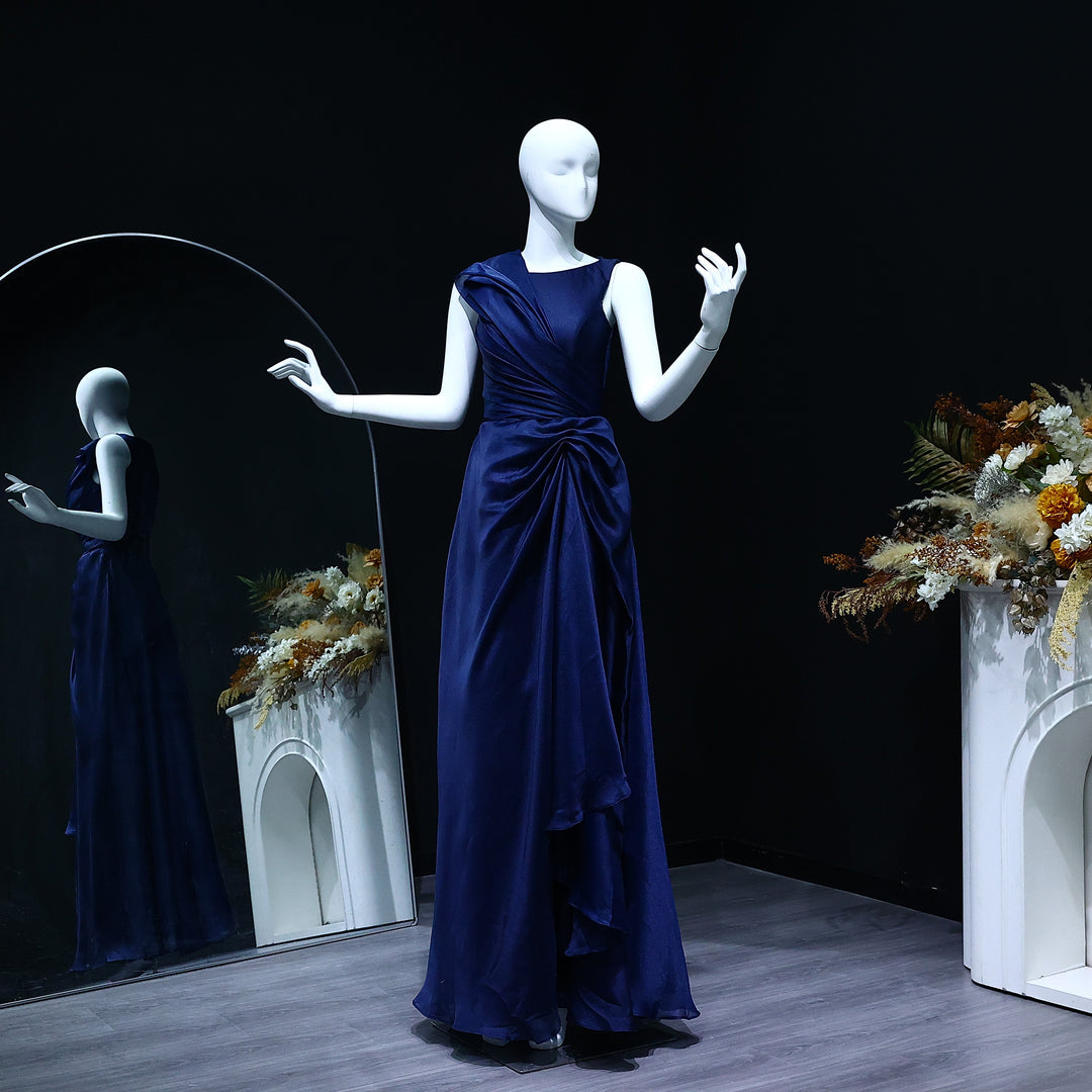 Elegant Blue A-Line Evening Dress SD083