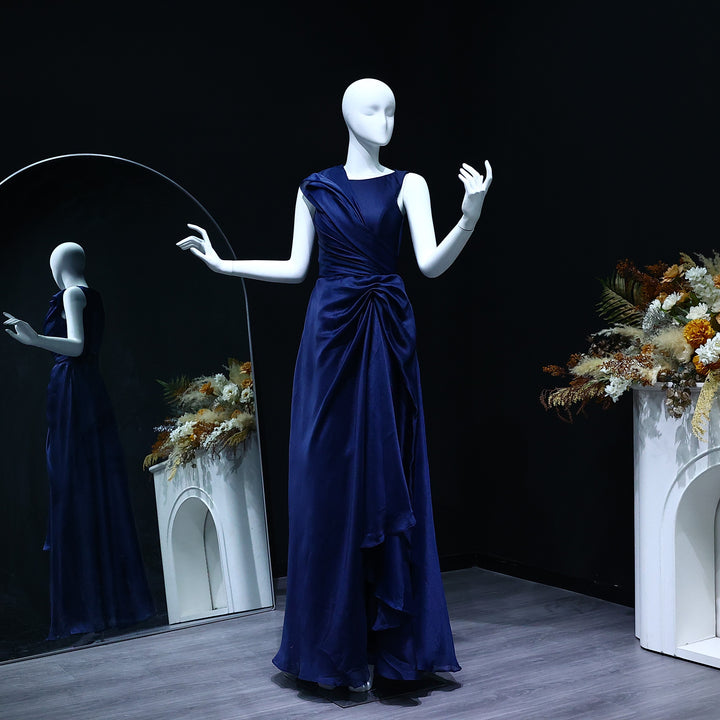 Elegant Blue A-Line Evening Dress SD083