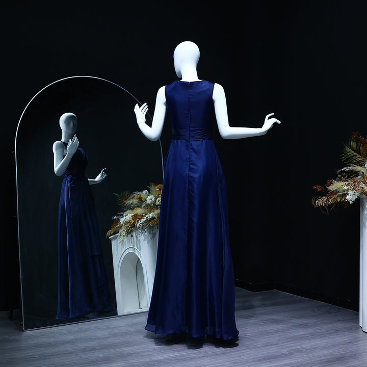 Elegant Blue A-Line Evening Dress SD083
