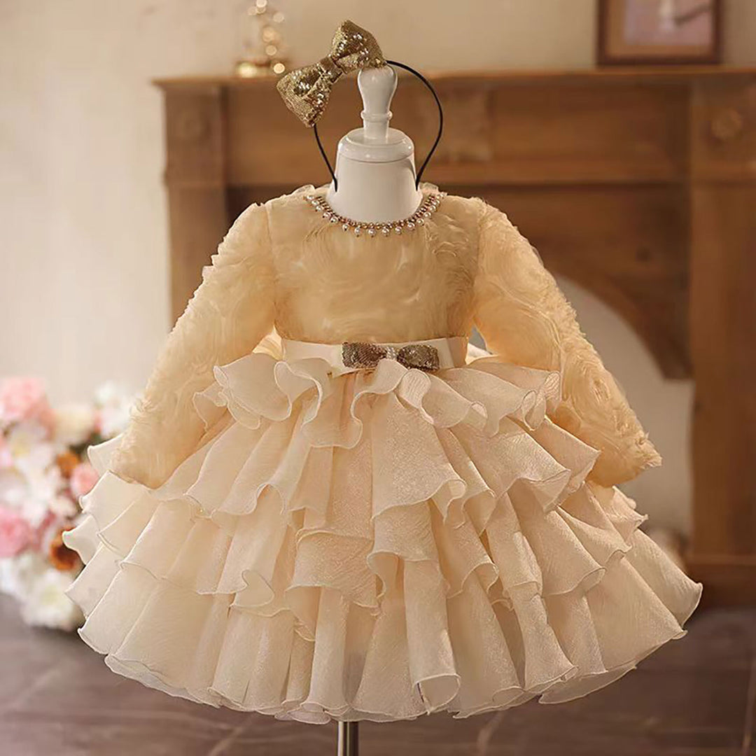 long sleeve first birthday dress Long Sleeve Tutu Plus Size Gowns For Baby Girls 1st... From Dang07, Rs.2,423.76