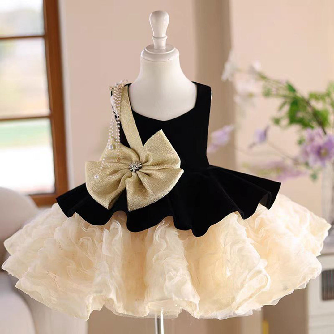 One shoulder Pearl Necklace Girl Dress With Bow Sleeveless J726 One shoulder Pearl Necklace Girl Dress With Bow Sleeveless J726