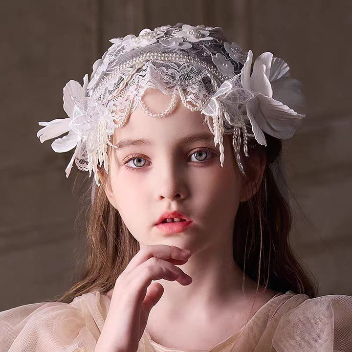 Birthday Party Flower Girl Headband with Veil Charming Pendant W029