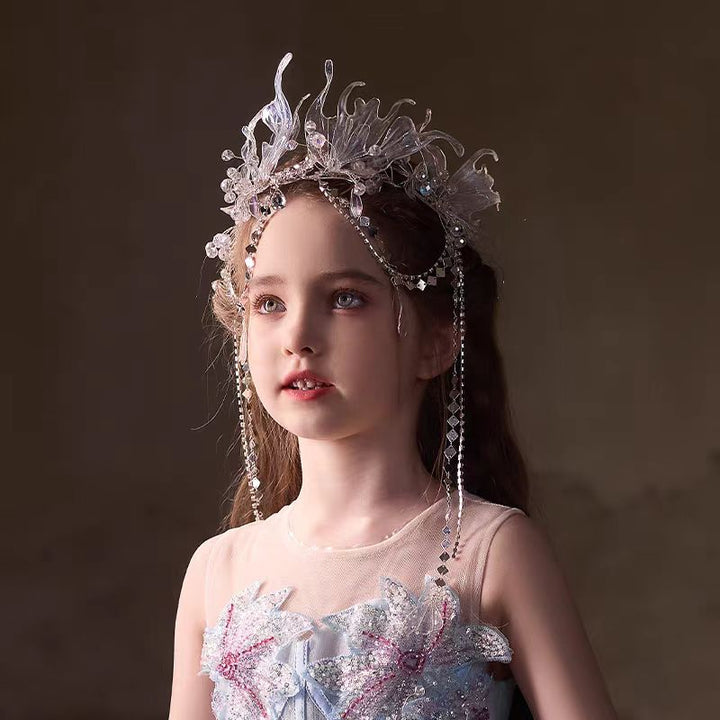 Birthday Party Flower Girl Headband with Veil Charming Pendant W029