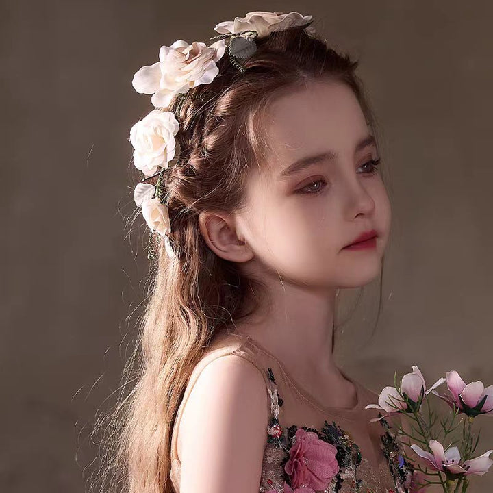 Birthday Party Flower Girl Headband with Veil Charming Pendant W029