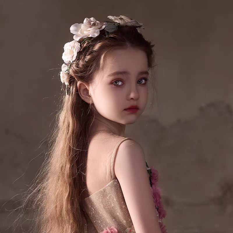 Birthday Party Flower Girl Headband with Veil Charming Pendant W029