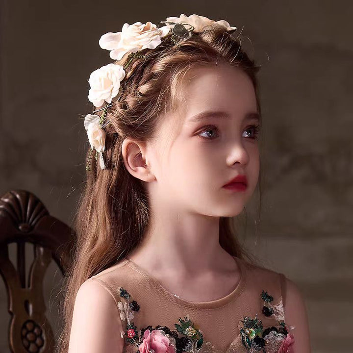 Birthday Party Flower Girl Headband with Veil Charming Pendant W029