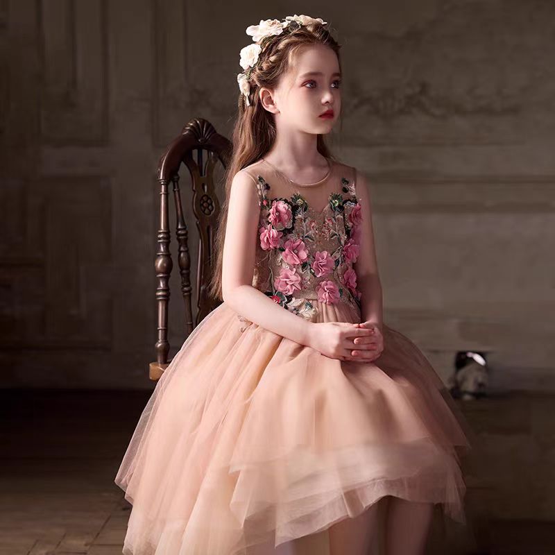 Dusty Pink Flower Girl Dress For Kids Party Birthday J396 Dusty Pink / Child-12 Dusty Pink Flower Girl Dress For Kids Party Birthday J396 Dusty Pink / Child-12