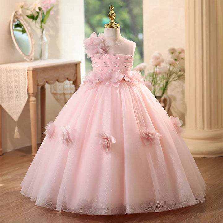Pink Flower Girl Dress Wedding Birthday Holiday Party Prom J571