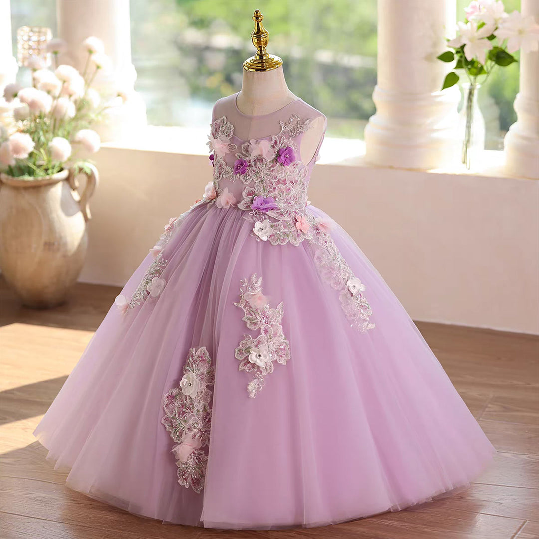 Lilac Flower Girl Dress Princess Pageant Birthday Party Ball Gown J572 Lilac / child-8 Lilac Flower Girl Dress Princess Pageant Birthday Party Ball Gown J572 Lilac / child-8