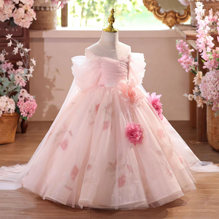 Pink Flower Girl Dress Ball Gowns Party Princess Floor Length J574