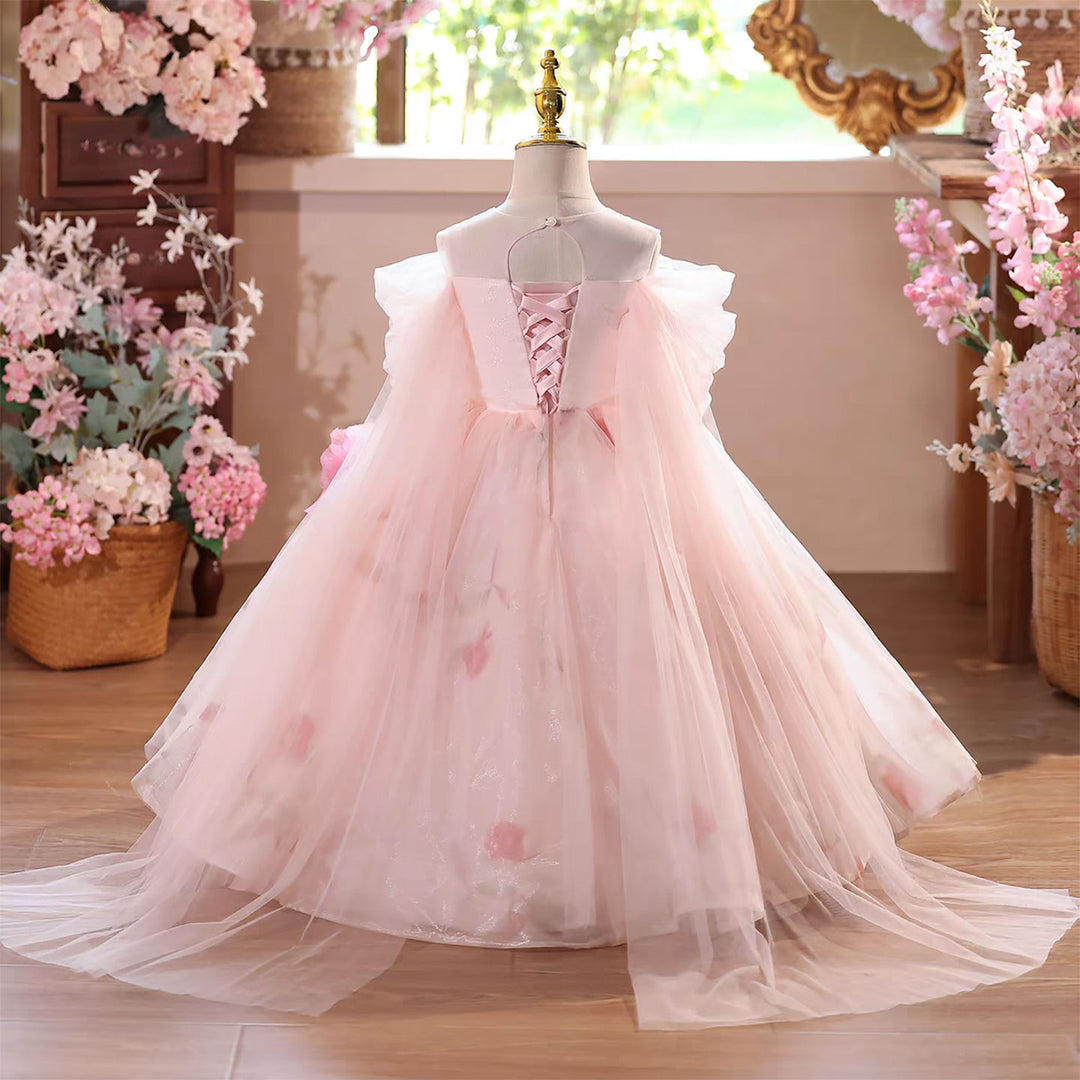 Pink Flower Girl Dress Ball Gowns Party Princess Floor Length J574