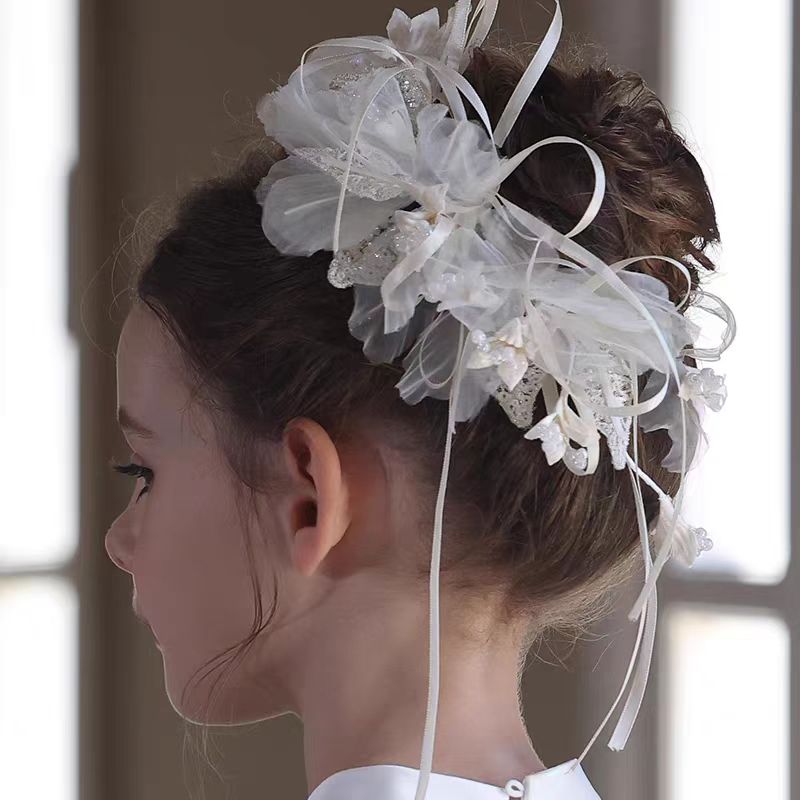 Birthday Party Flower Girl Headband with Veil Charming Pendant W029