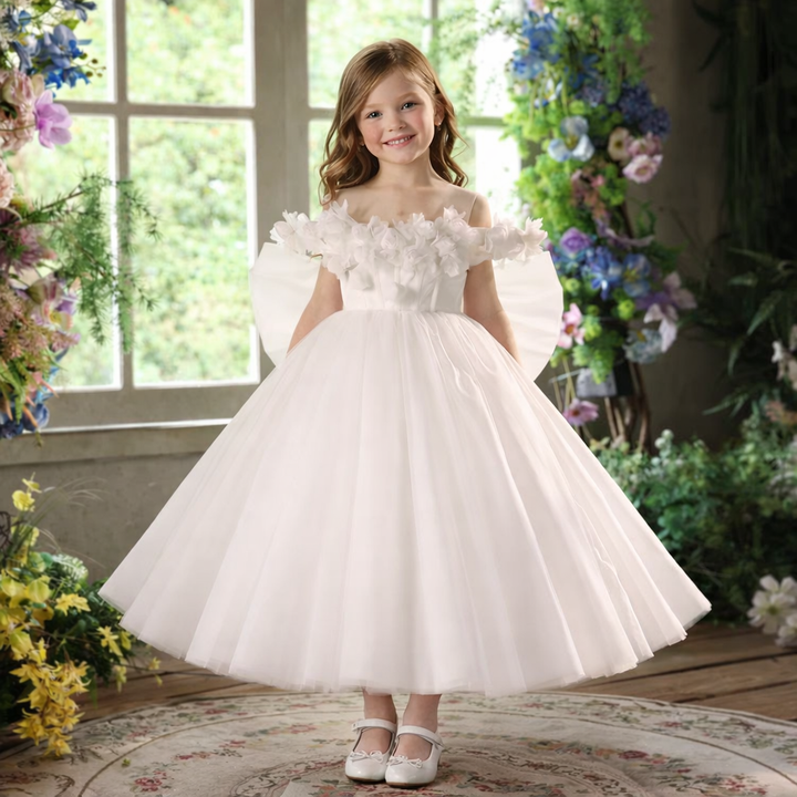 Elegant Off Shoulder Princess Girl Dress Birthday Pageant Gown D234