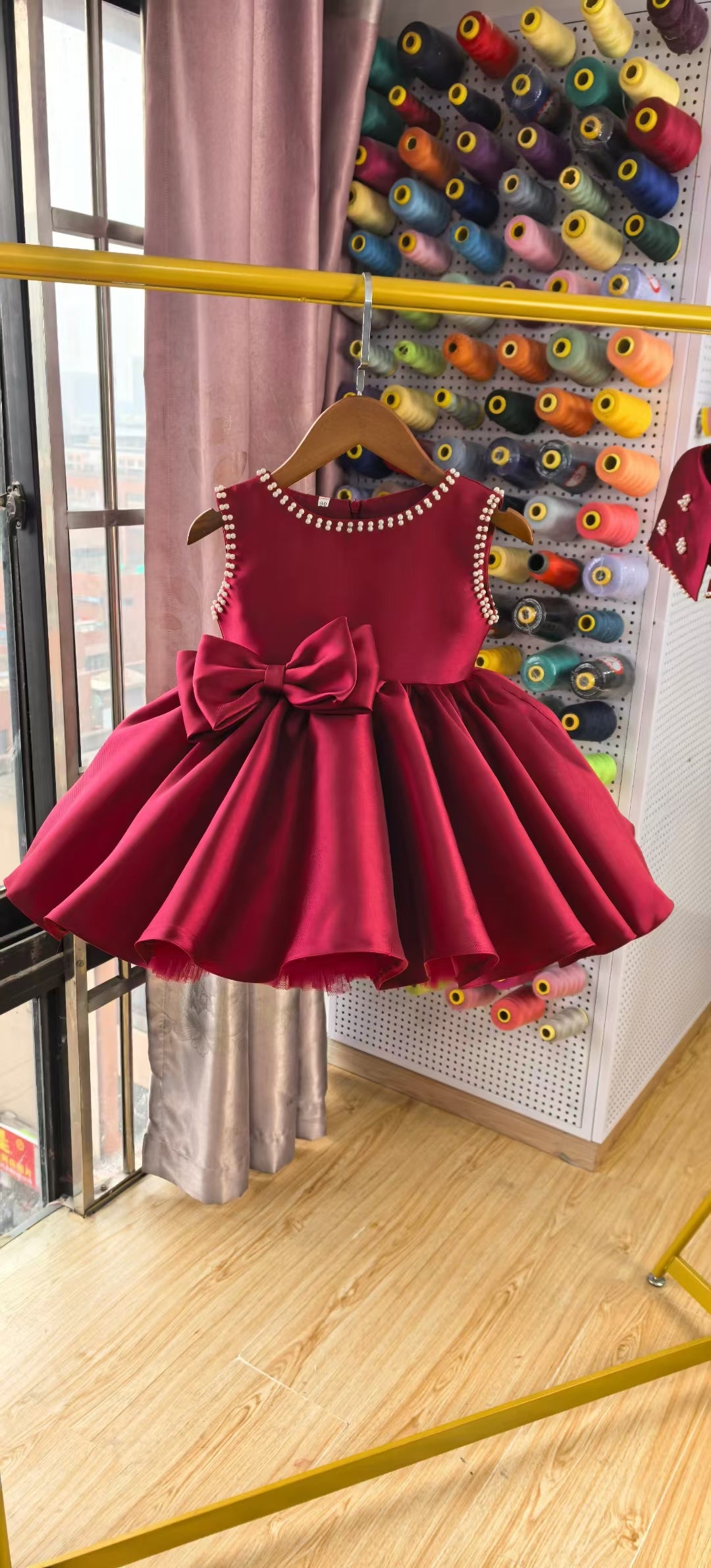 Elegant Red Princess Pageant Dress for Girls Birthday Party Gown D328