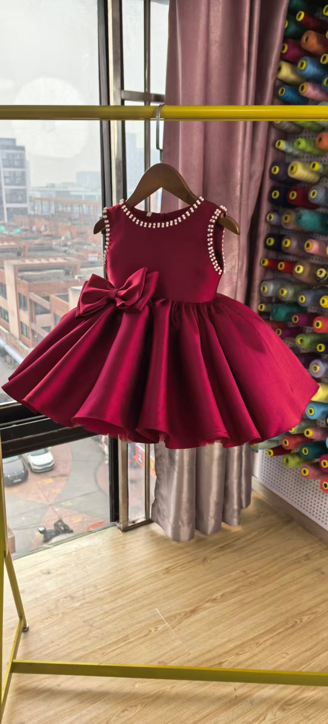 Elegant Red Princess Pageant Dress for Girls Birthday Party Gown D328