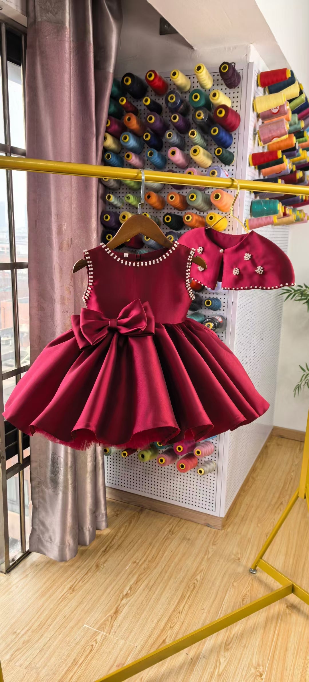 Elegant Red Princess Pageant Dress for Girls Birthday Party Gown D328