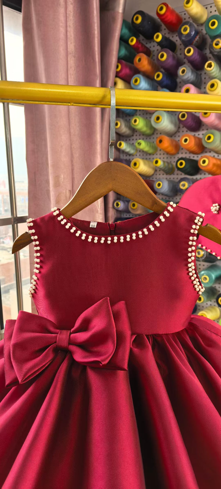 Elegant Red Princess Pageant Dress for Girls Birthday Party Gown D328