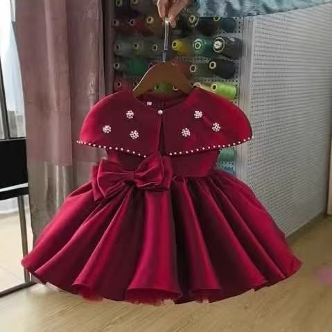 Elegant Red Princess Pageant Dress for Girls Birthday Party Gown D328