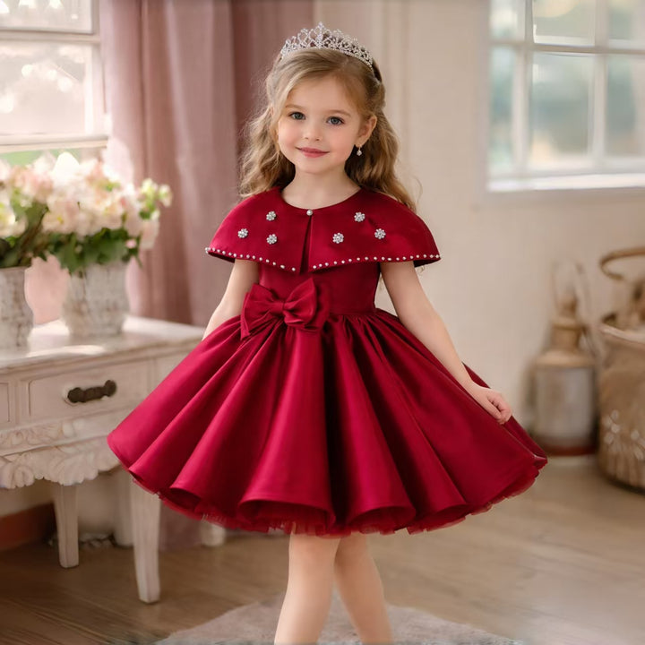 Elegant Red Princess Pageant Dress for Girls Birthday Party Gown D328