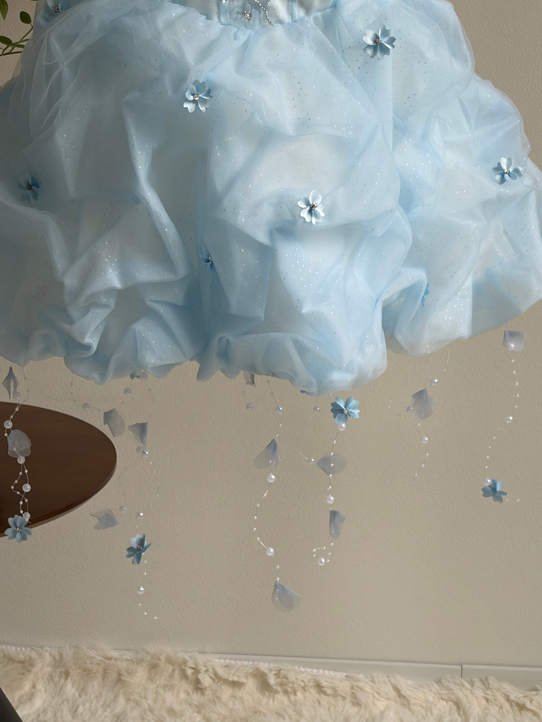 Blue Puffy Tulle Flower Girl Dress for Girls Party Dress J902