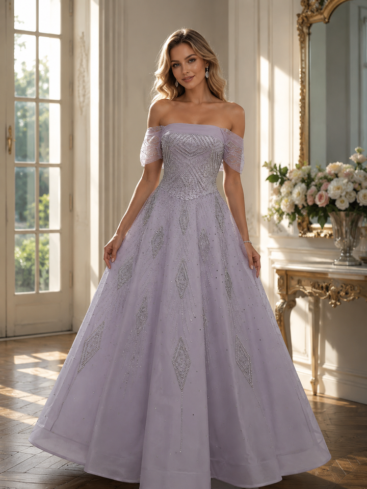 Elegant Pink Tulle Layers Evening Dress with Sparkle Beading SS324