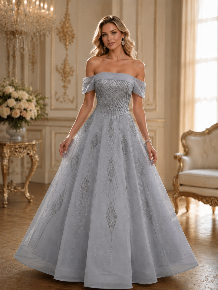 Elegant Pink Tulle Layers Evening Dress with Sparkle Beading SS324