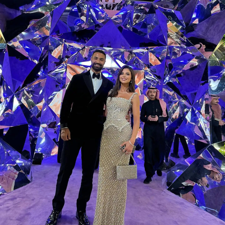 Luxury Silver Grey Evening Dress with Crystal Beading SS631