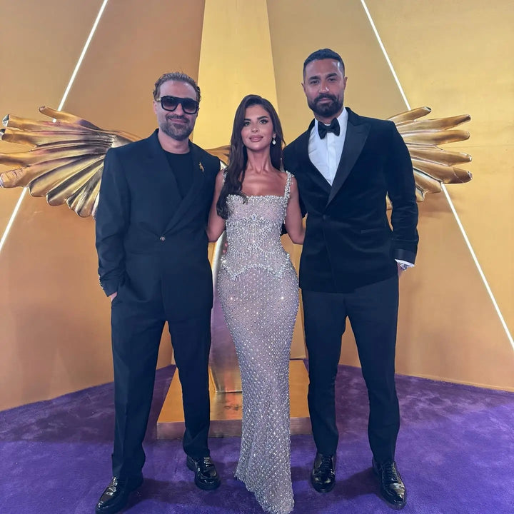 Luxury Silver Grey Evening Dress with Crystal Beading SS631