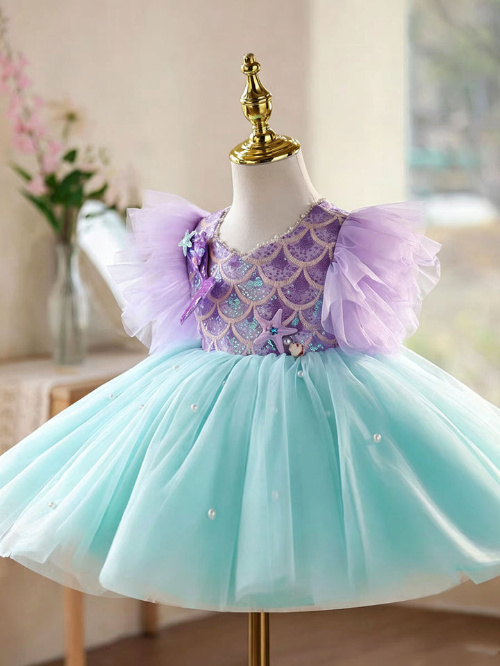 Mermaid Princess Flower Girl Dress with Sequin Bodice Party Gown J891