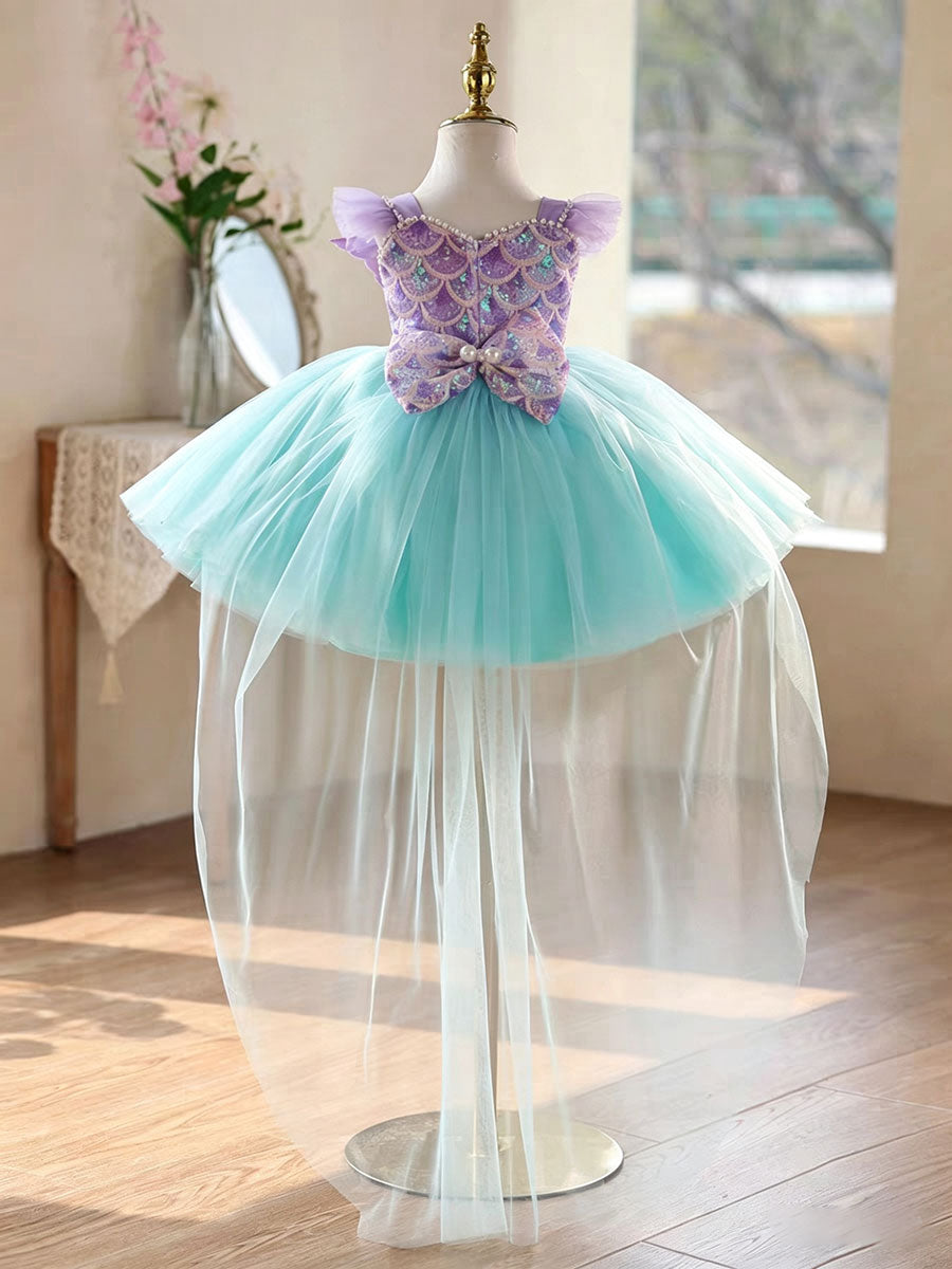 Mermaid Princess Flower Girl Dress with Sequin Bodice Party Gown J891