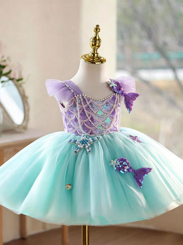 Mermaid Princess Flower Girl Dress with Sequin Bodice Party Gown J891