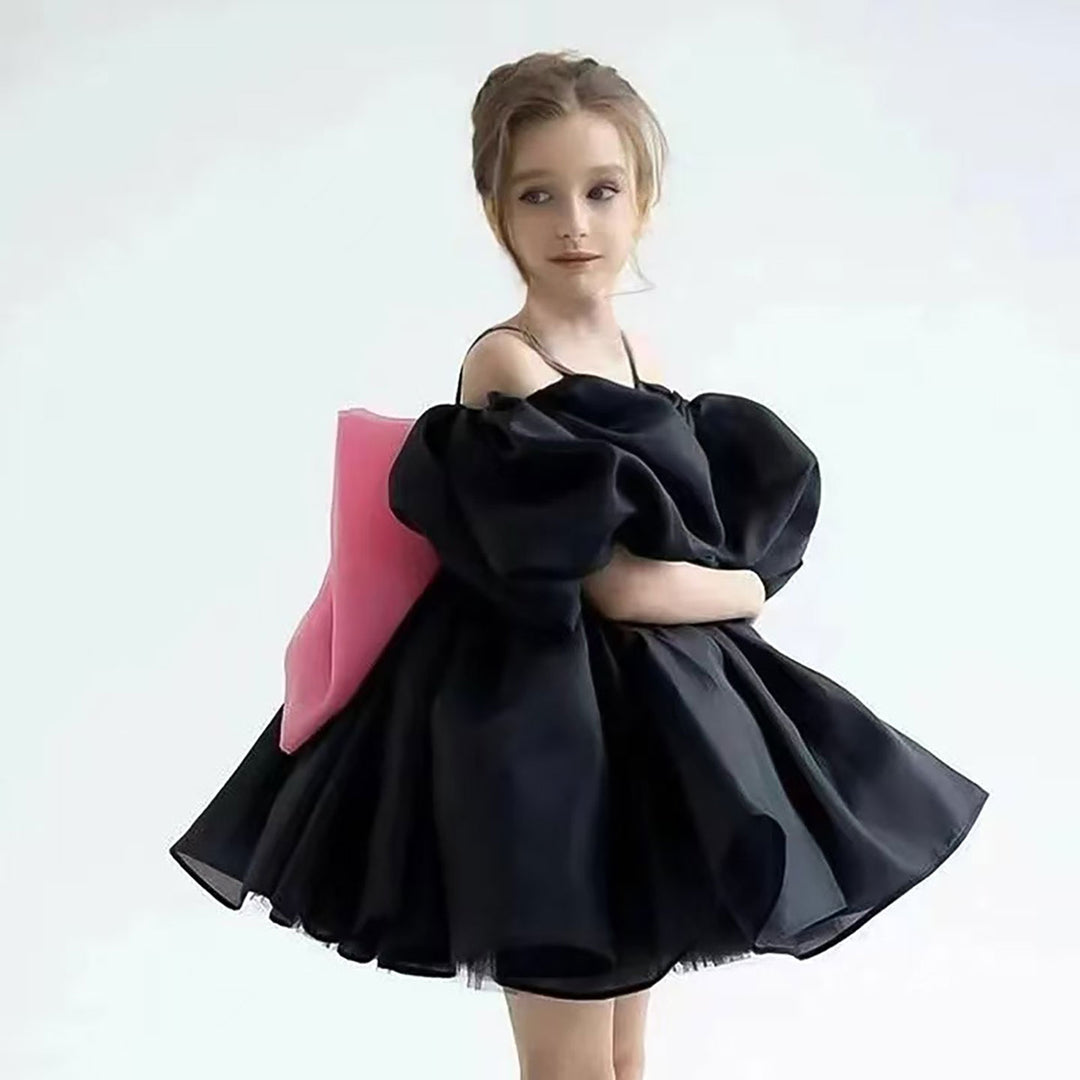 Luxury Satin Flower Girl Dress for Girls Puffy Party Dress M080