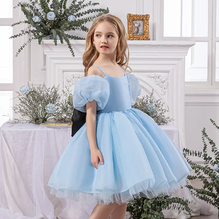 Luxury Satin Flower Girl Dress for Girls Puffy Party Dress M080