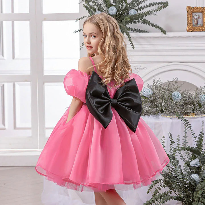 Luxury Satin Flower Girl Dress for Girls Puffy Party Dress M080