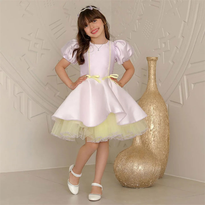 Elegant Satin Flower Girl Dress for Girls Wedding Party M056