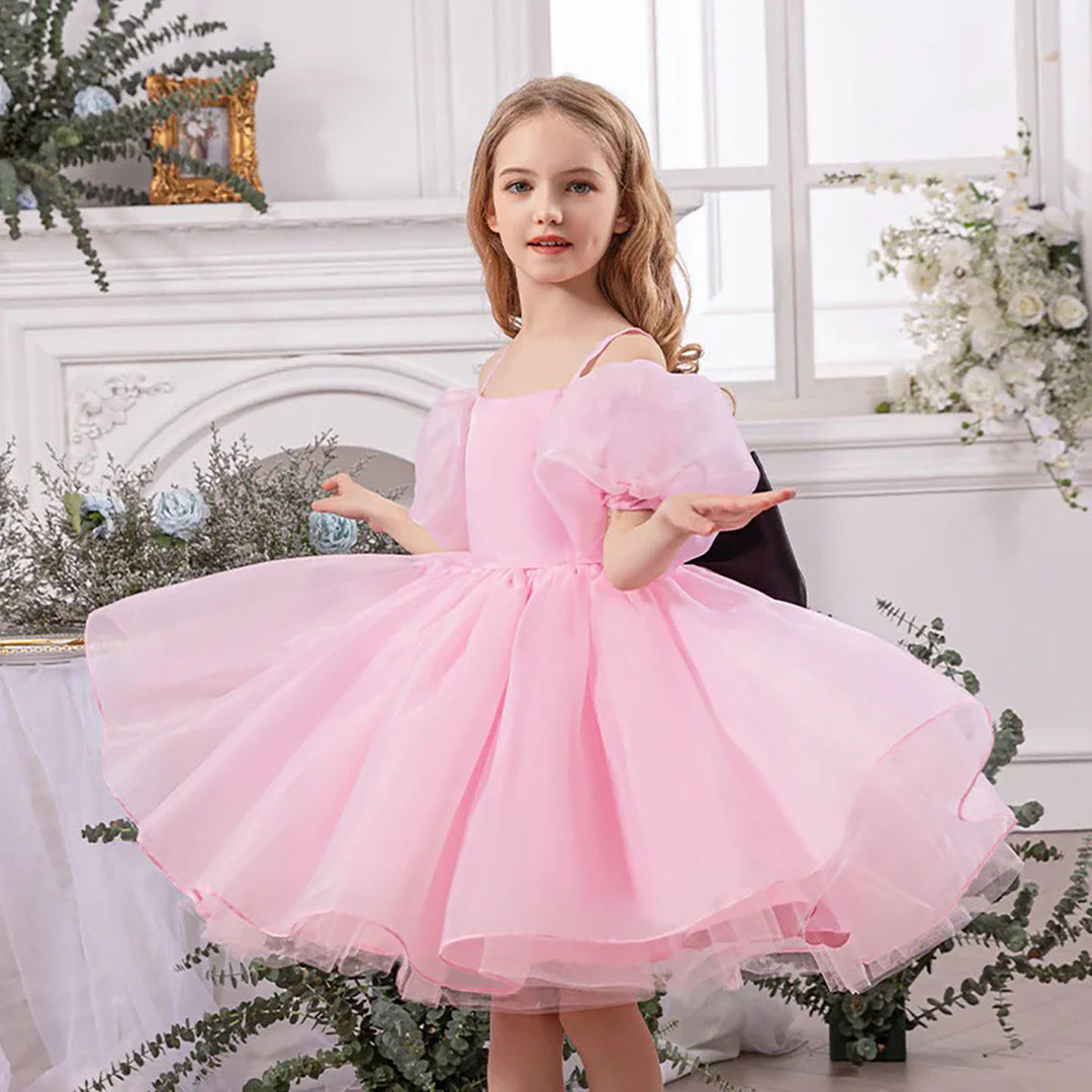 Luxury Satin Flower Girl Dress for Girls Puffy Party Dress M080