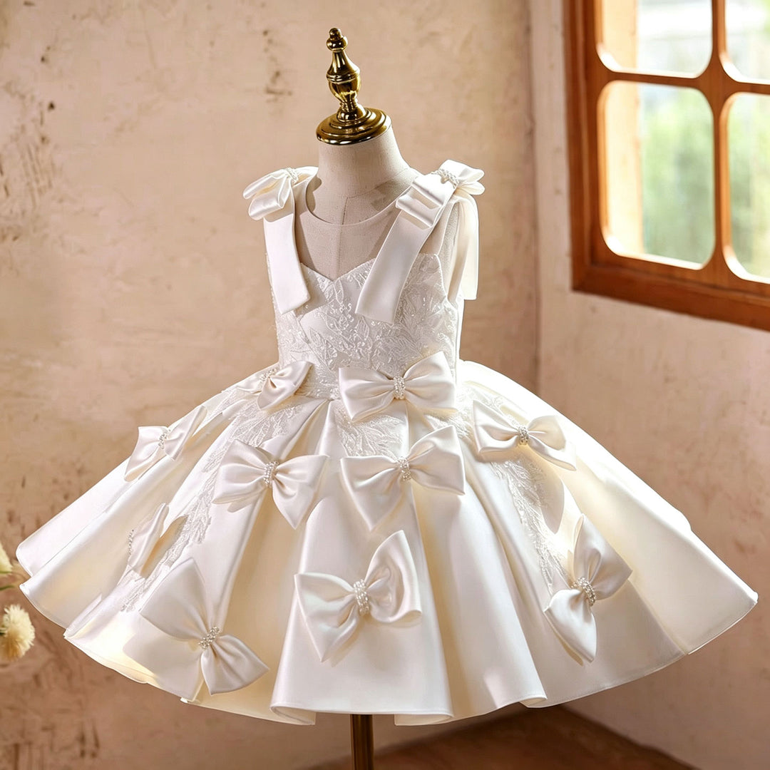 Elegant White Flower Girl Dress Princess Wedding Party Gown J894