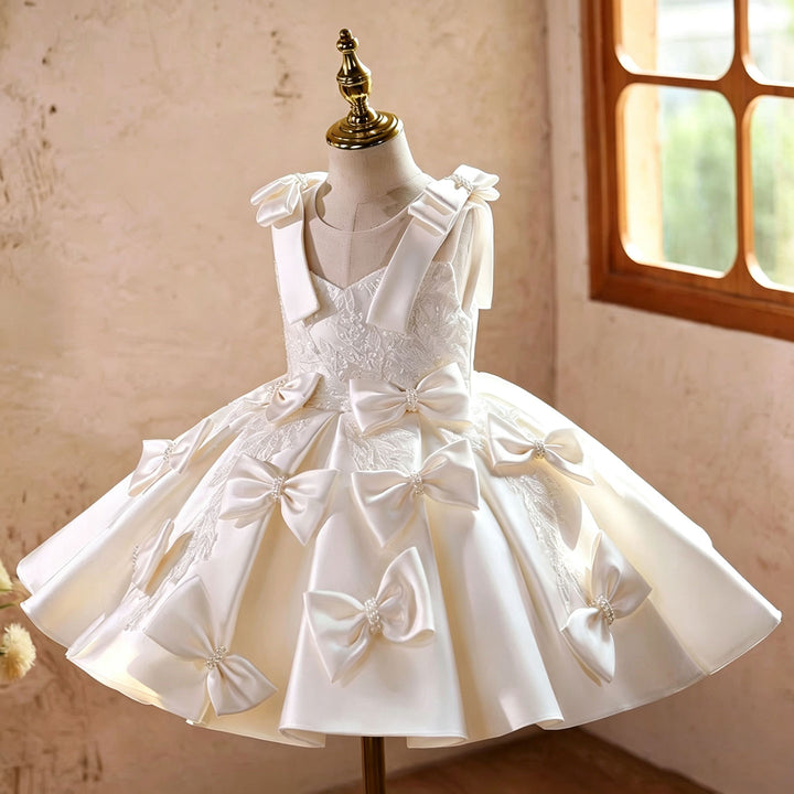 Elegant White Flower Girl Dress Princess Wedding Party Gown J894