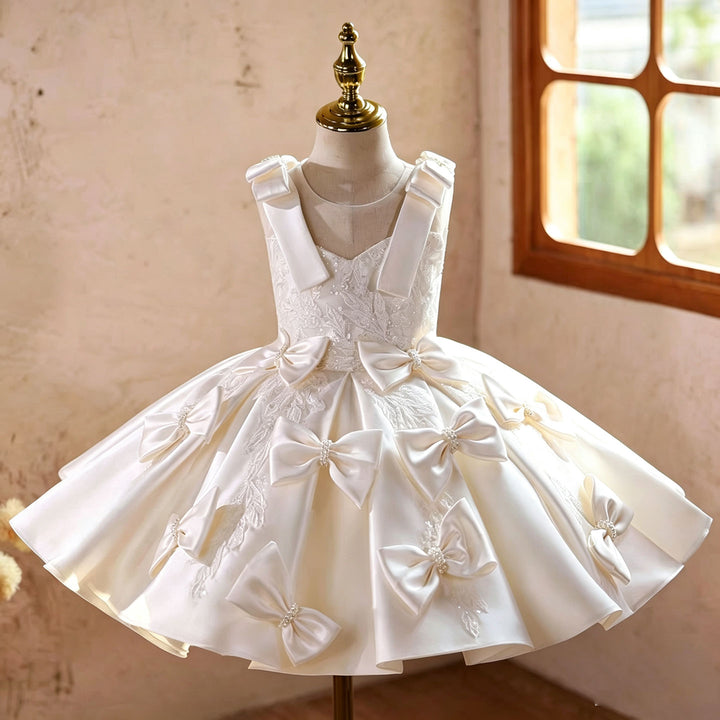 Elegant White Flower Girl Dress Princess Wedding Party Gown J894