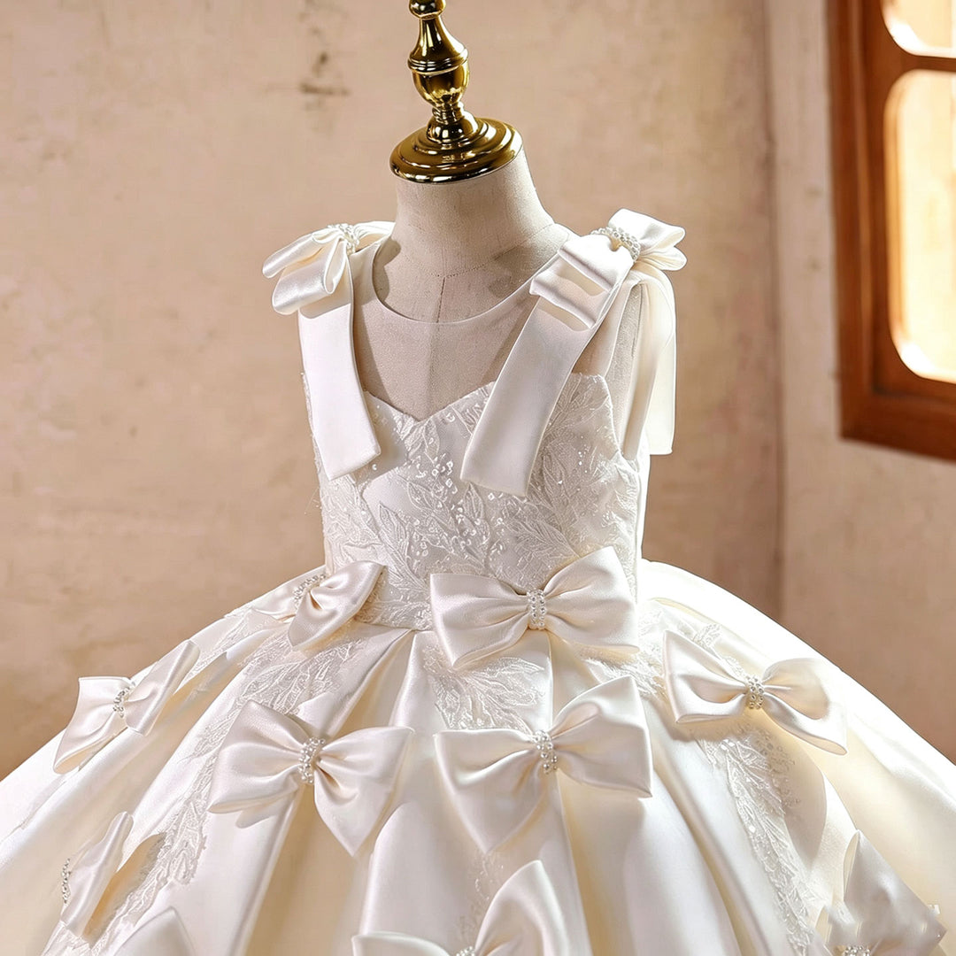 Elegant White Flower Girl Dress Princess Wedding Party Gown J894