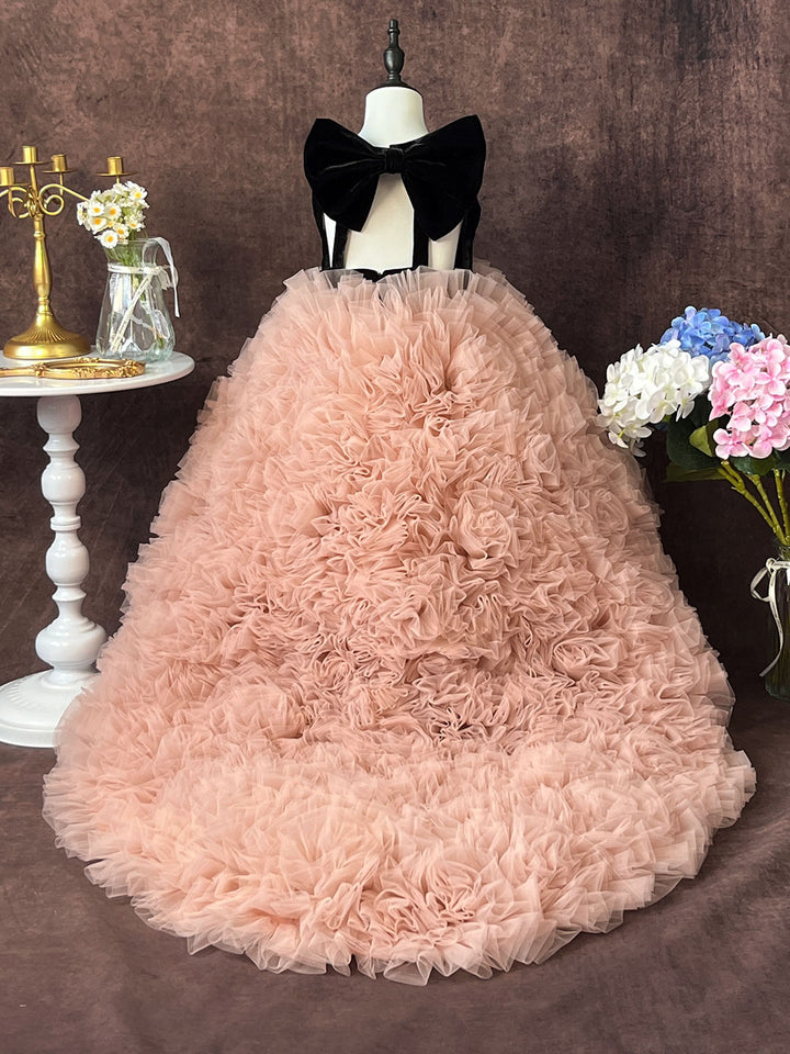 Pink Flower Girl Dress for Birthday Wedding Party Photoshoot J583