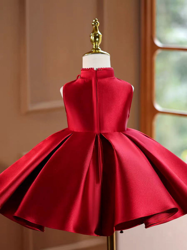 Satin Flower Girl Dress Toddler Princess 1st Birthday Party Gown D150