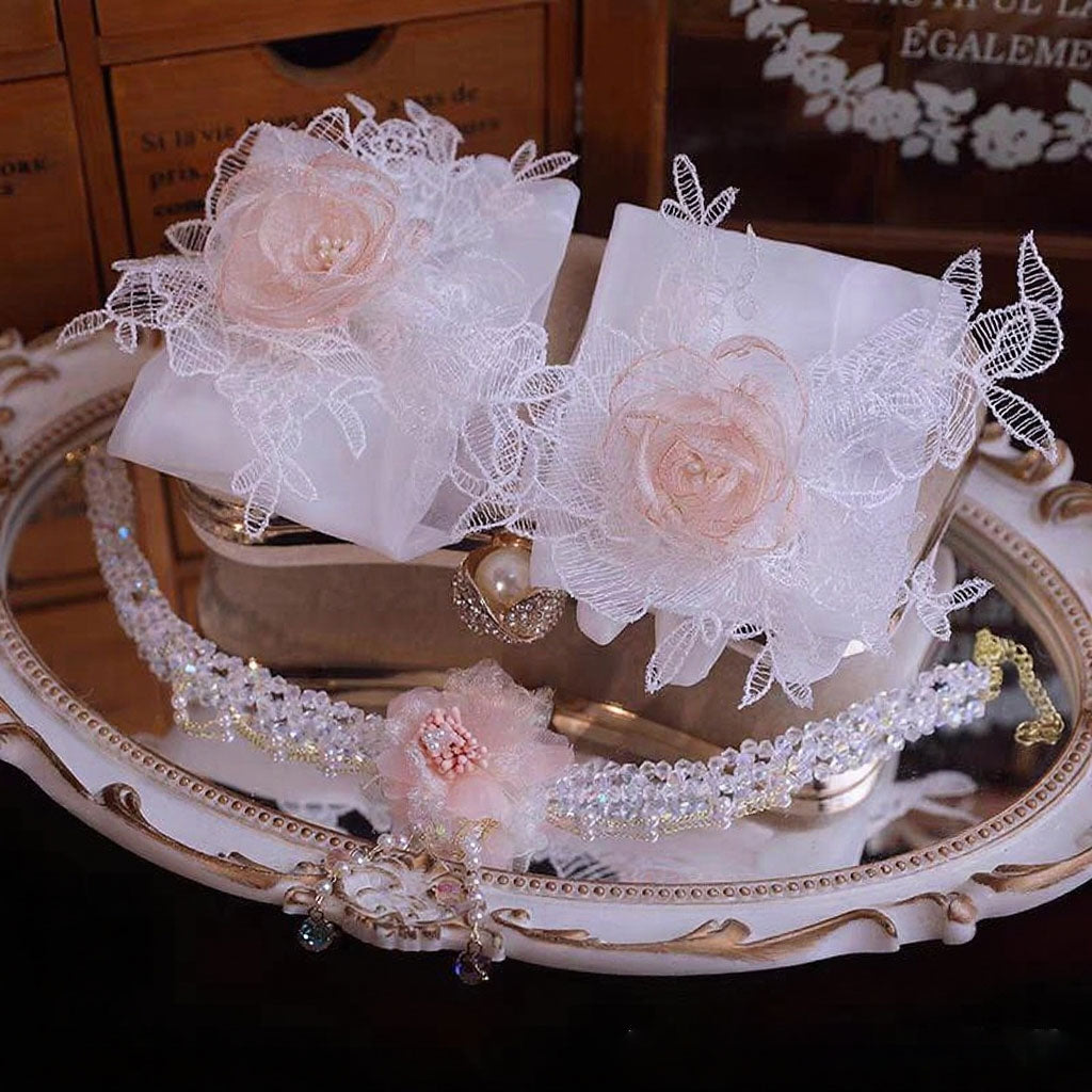 Sweet Lace Satin Gloves Tulle Hand Jewelry Wedding Dress Accessories W100