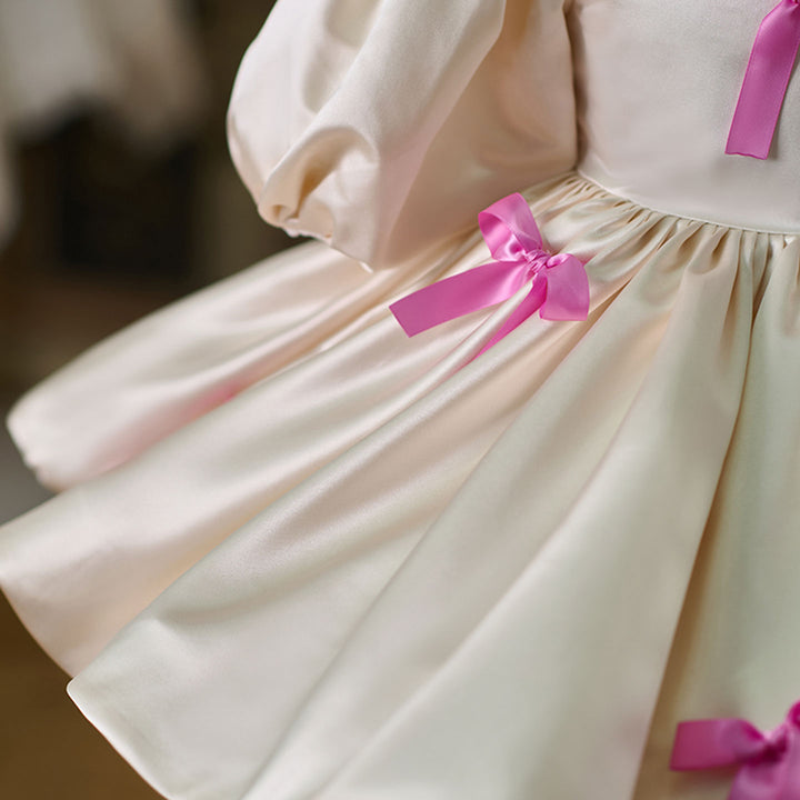 Elegant Beige Knee Length Flower Girl Dress Birthday Party D161