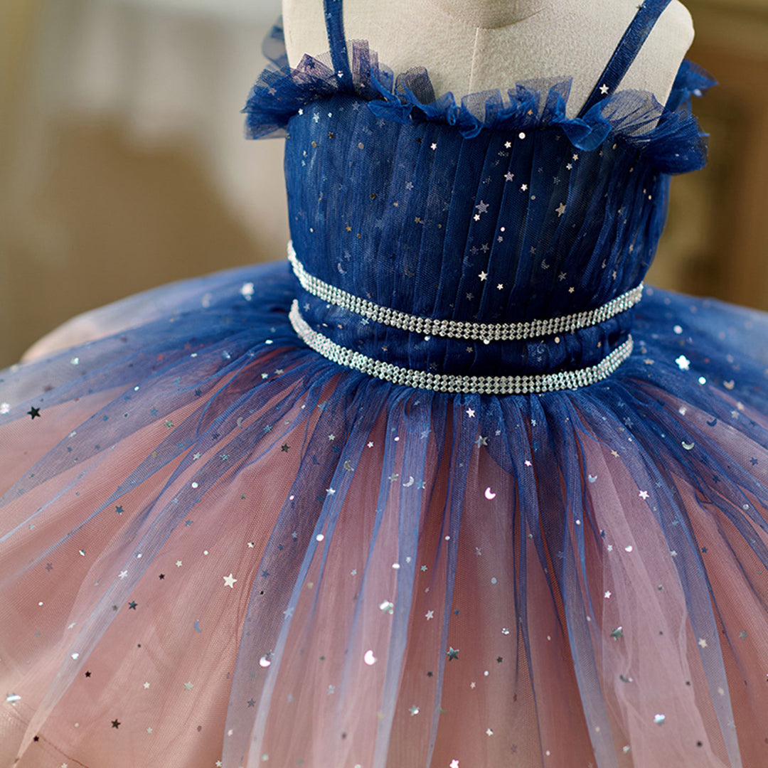 Elegant Blue Knee Length Birthday Wedding Party Flower Girl Dress D159 DreamyVow Elegant Blue Knee Length Birthday Wedding Party Flower Girl Dress D159 DreamyVow