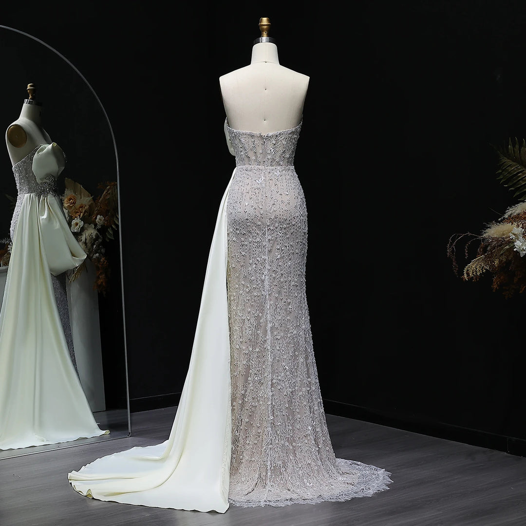 Elegant Overskirt Evening Dress with Sparkling Crystals SS617