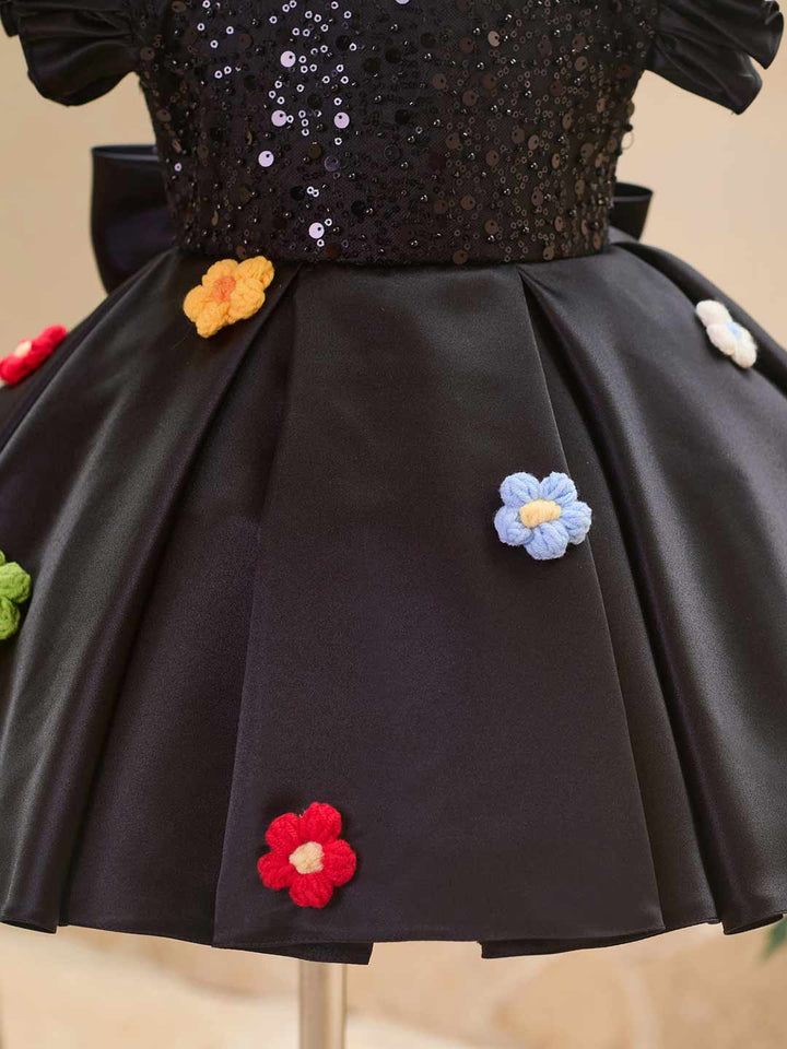 Colorful Floral Sequin Ruffle Sleeve Girls Occasion Dress J519