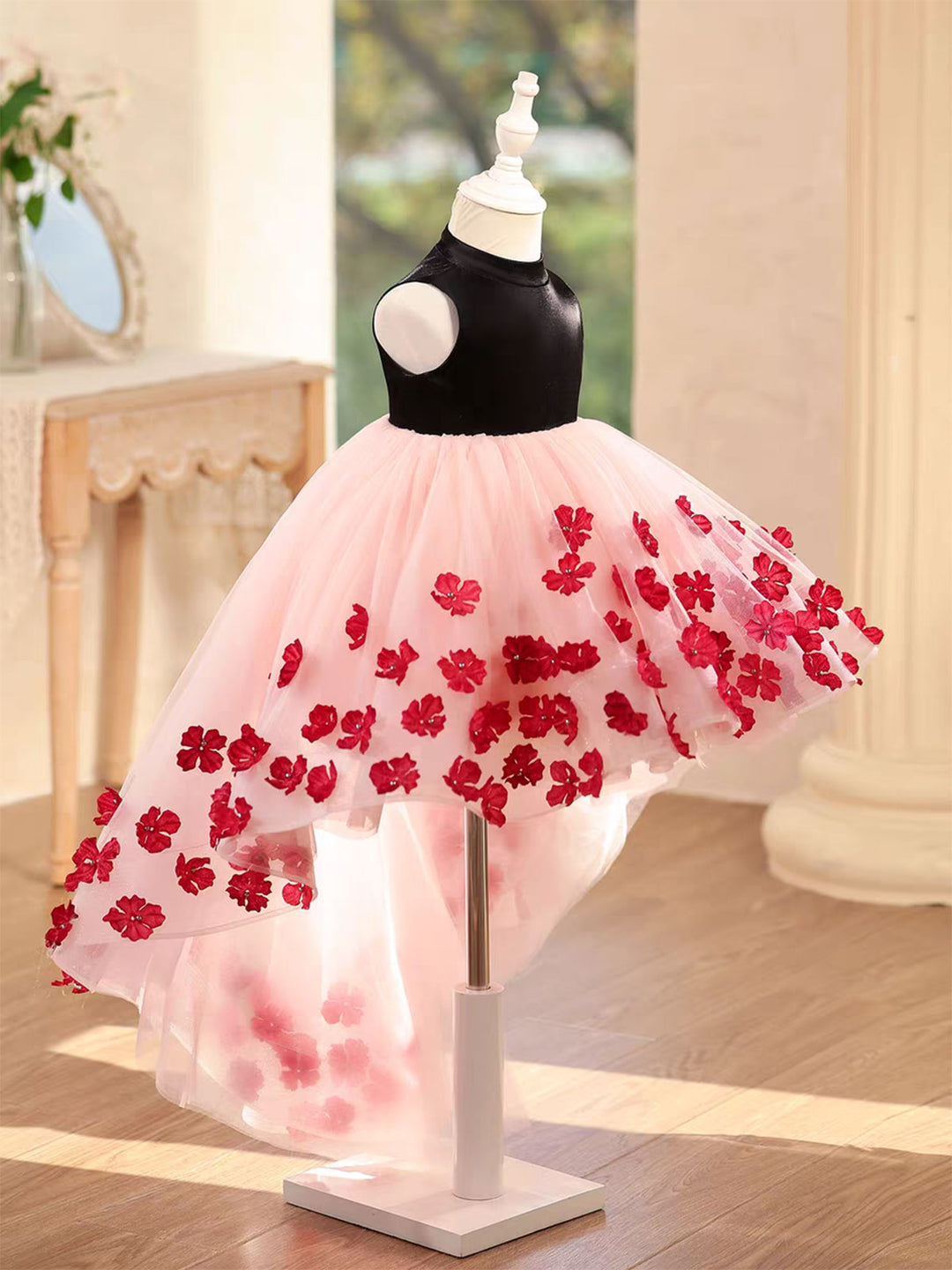 Elegant 3D Floral Hi-Low Princess Birthday Party Dress D217