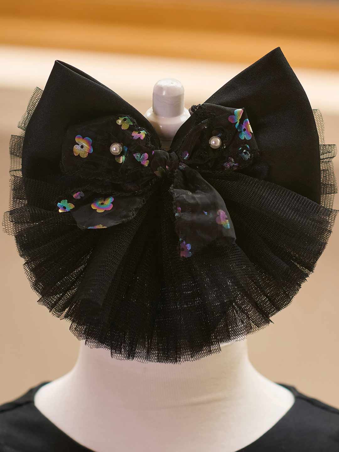 Butterfly Bow Puff Sleeve High-Low Flower Girl Dress with Tulle Train J508